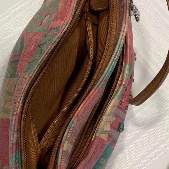 Fossil Leather Crossbody Small Patchwork Design with Beads & Flowers - Picture 7 of 8